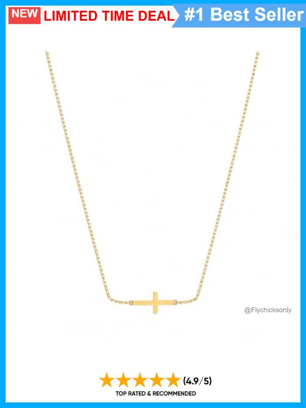 14K Gold Cross Necklace for Women Adjustable Chain